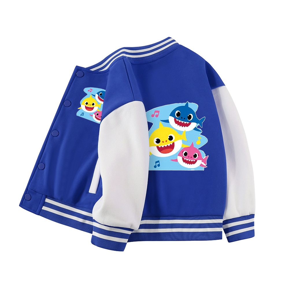 男女童秋装外套新款薄绒棒球服儿童加厚鲨鱼宝宝春秋款休闲上衣潮