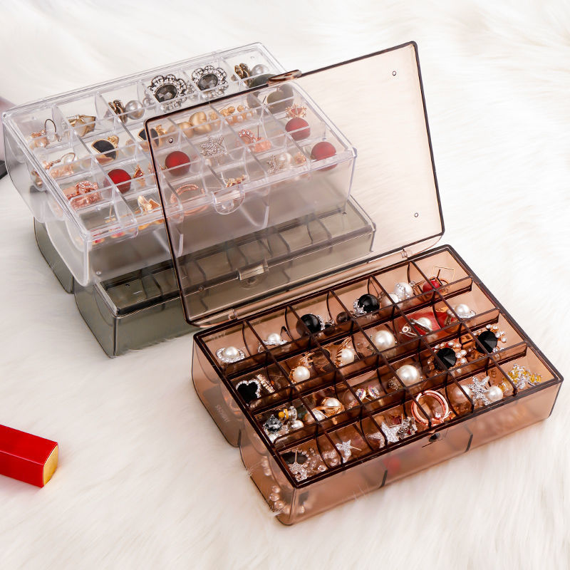 transparent Jewelry box dustproof multi-function jewelry Storage box Earrings Storage rack Portable Display rack