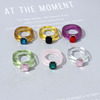 Small design acrylic ring, brand resin, South Korea, with gem, on index finger