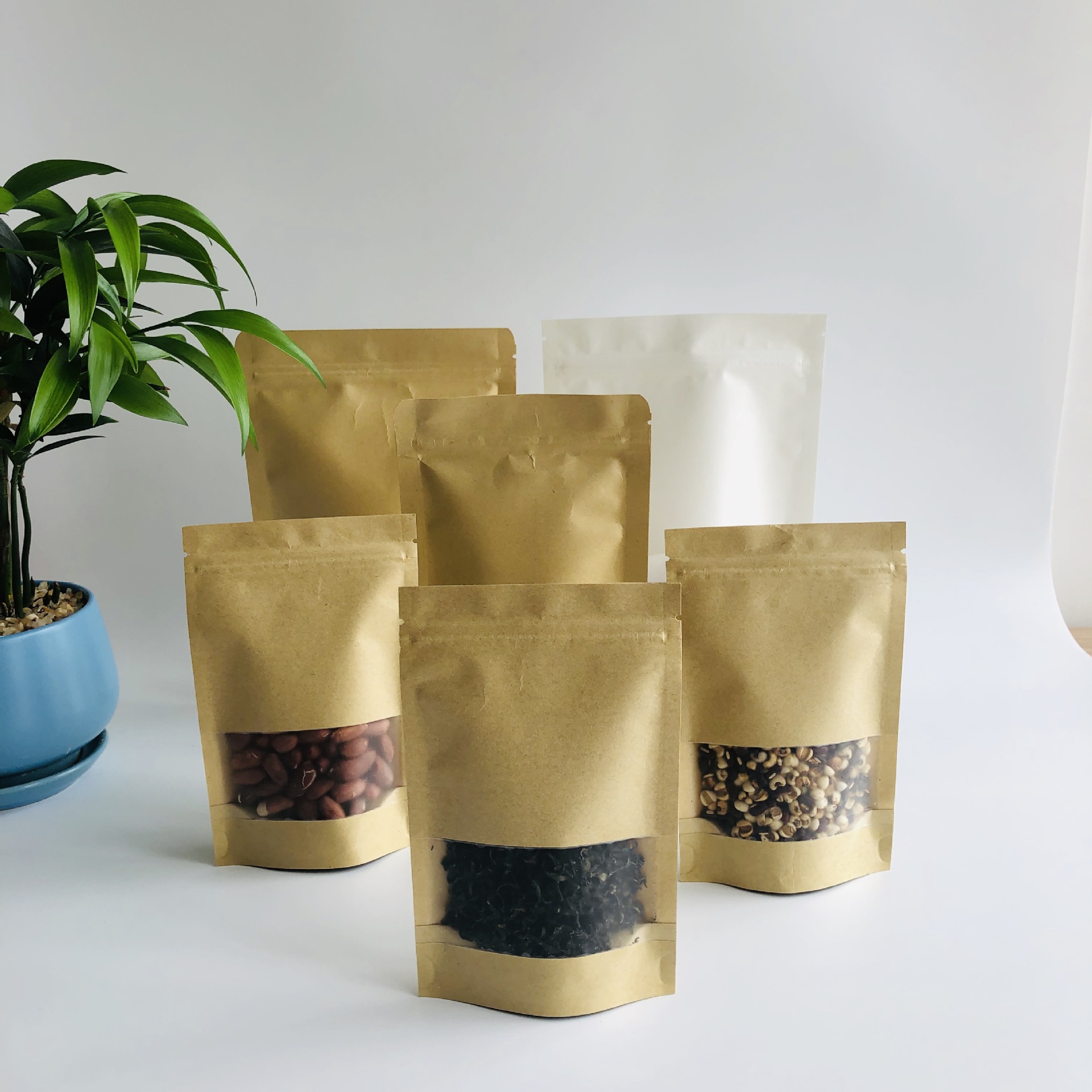 厂家加厚牛皮纸包装袋定 制自立自封食品袋 休闲食品密封牛皮纸袋