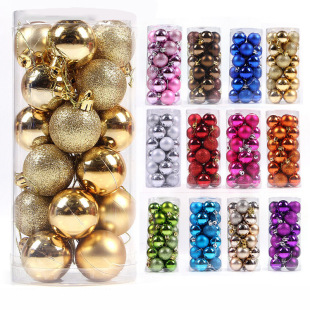 Cross-border Christmas Decorative Ball 3/4/ 6/8cm Christmas Ball Hanging Barrel Ball Plastic Plated Ball Christmas Tree Pendant