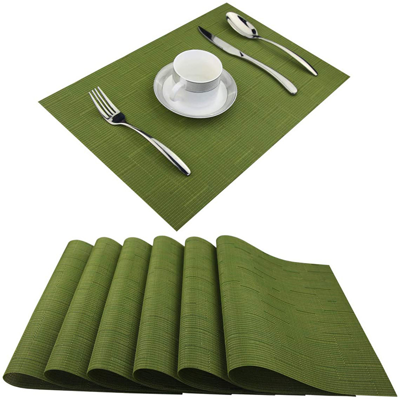 PVC mantel de bambú posavasos vinilo lavable estera de mesa fácil de limpiar Mesa tejida estera posavasos