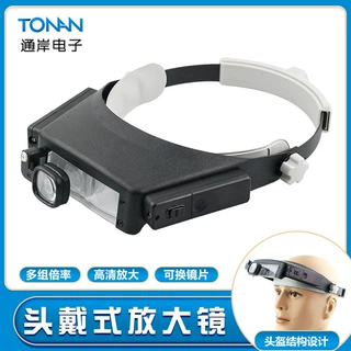 新品81007-P头戴电子维修工具放大镜2LED老人阅读放大亚克力镜片