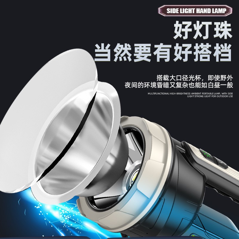 Reflector portátil transfronterizo Linterna de mano de largo alcance USB recargable patrulla al aire libre multifuncional camping Luz