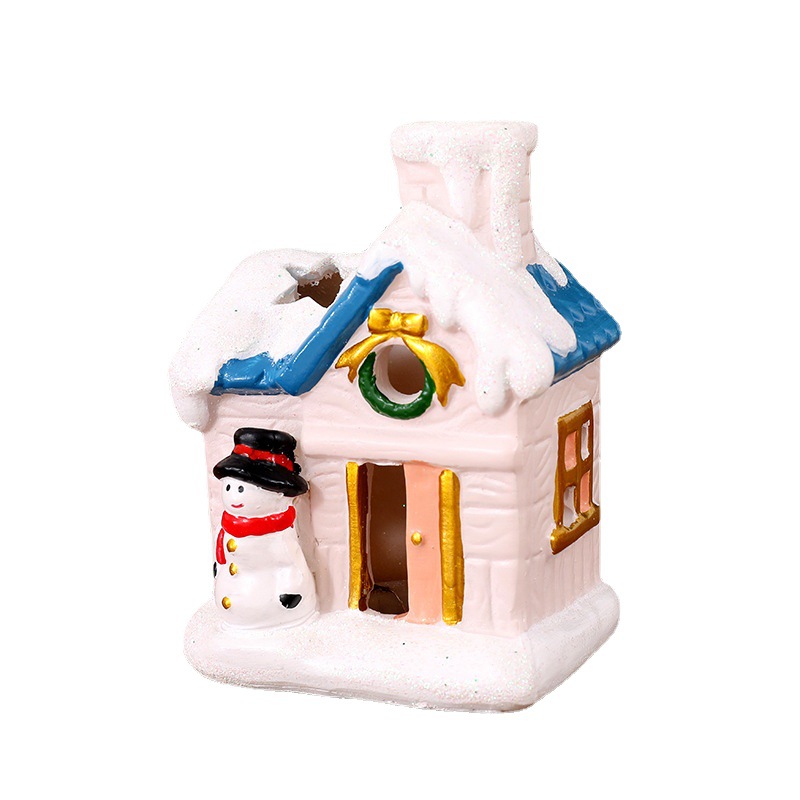 Nueva casa pequeña emisora de luz transfronteriza Casa de nieve de estilo europeo Santa Claus muñeco de nieve decoración de la casa decoraciones de Navidad