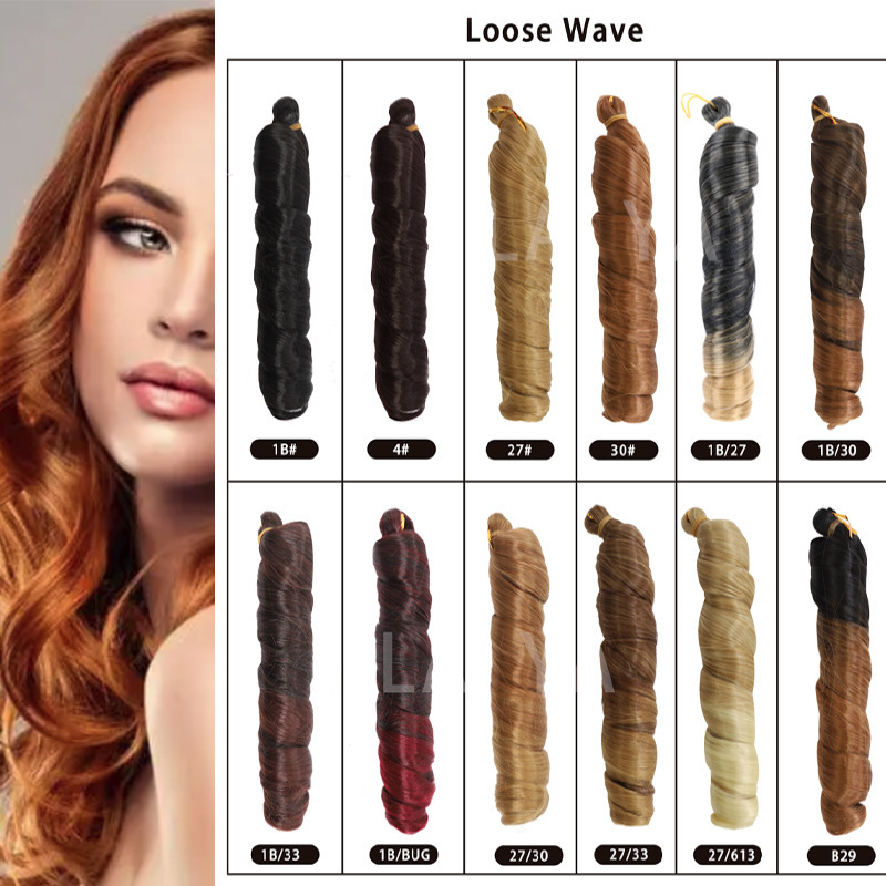 Rollo grande de tubo único ondulado Loose Wave Crochet Hair Rollo en espiral Peluca de fibra química Rollo grande