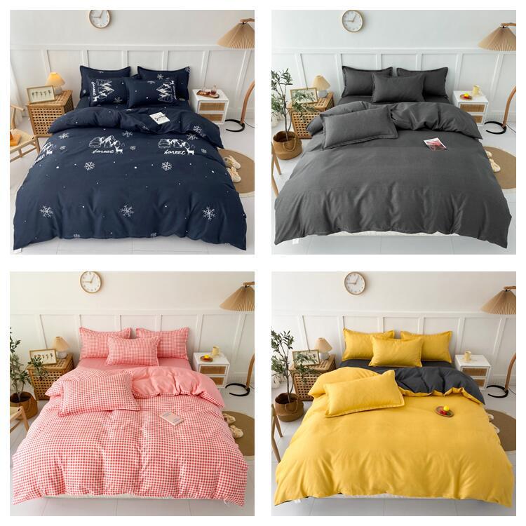 Thickened sanding three-piece four-piece set simple autumn and winter single bed sheet quilt cover small fresh bedding manufacturers wholesale