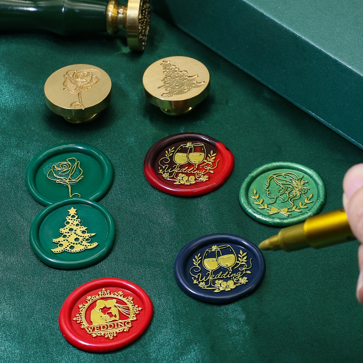 Color europeo fuego pintura sello traje conjunto completo europeo retro fuego pintura traje cera grano fuego pintura caja de regalo envolvente cera de sellado