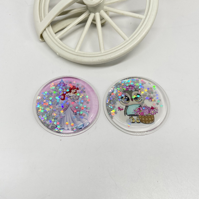 Creativo nuevo Quicksand airbag soporte Glitter líquido dibujos animados plegable teléfono móvil soporte PVC dibujos animados bolsa de aceite image 5