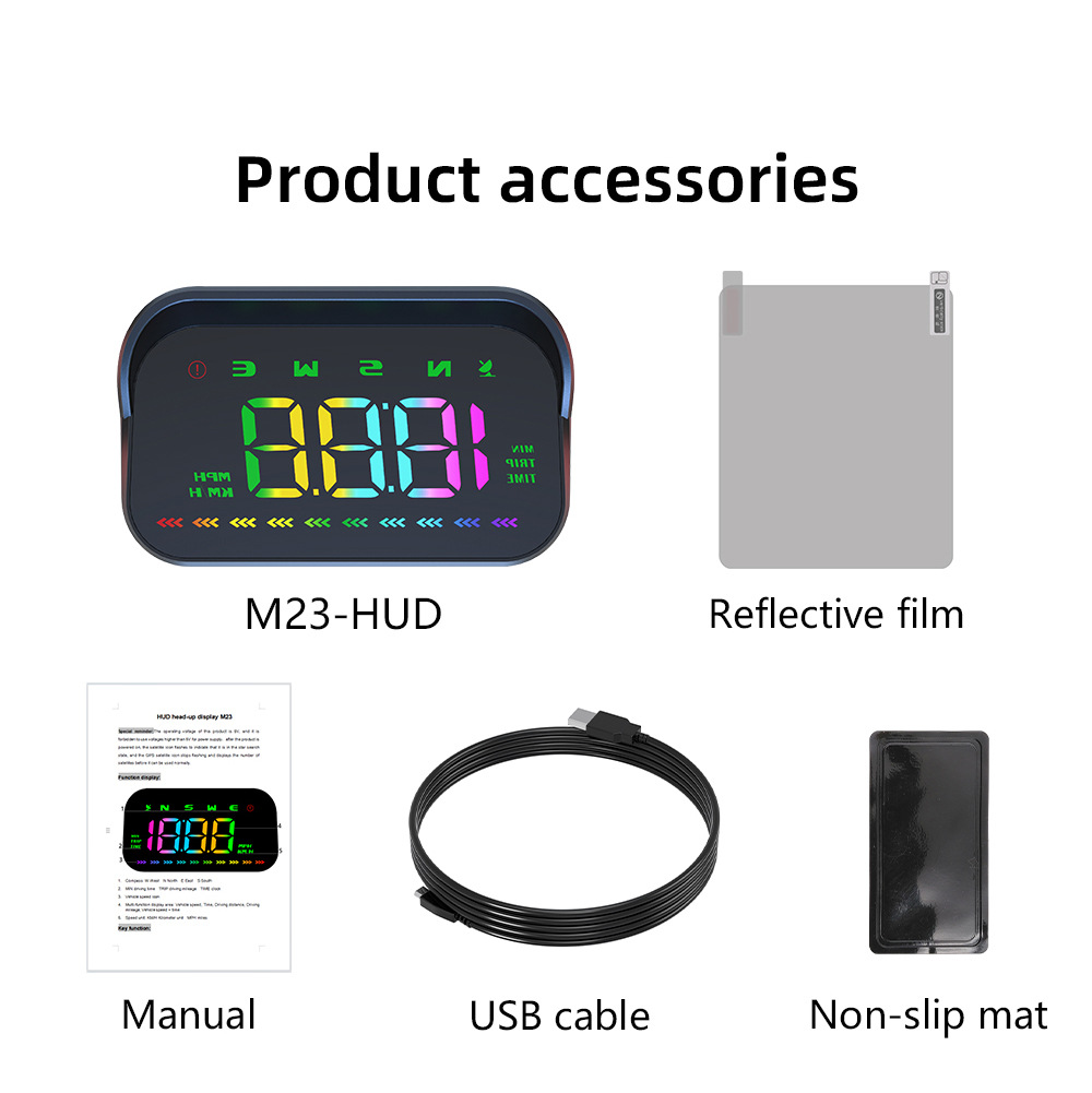 Car HUD Head-Up Display Beidou GPS Multifunctional Reflective Display Device M23 Car Head-Up Display