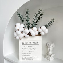 韩风ins绿植树叶创意北欧家居装饰品仿真尤加利纸袋干棉花艺摆件