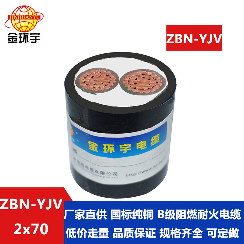 金环宇电缆 深圳阻燃耐火yjv电缆 ZBN-YJV 2X70平方 yjv电缆报价