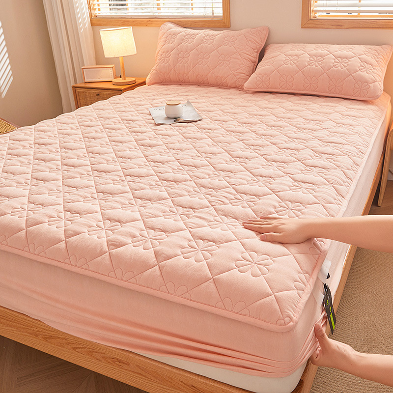 2024 nueva sábana de algodón lavado de algodón acolchado cubierta de cama a prueba de polvo de una sola pieza cubierta de protección de colchón con todo incluido