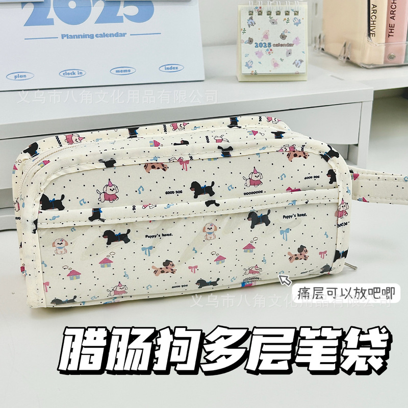 冬日kt印花多层痛包笔袋ins学生可爱大容量多功能少女文具收纳袋|undefined