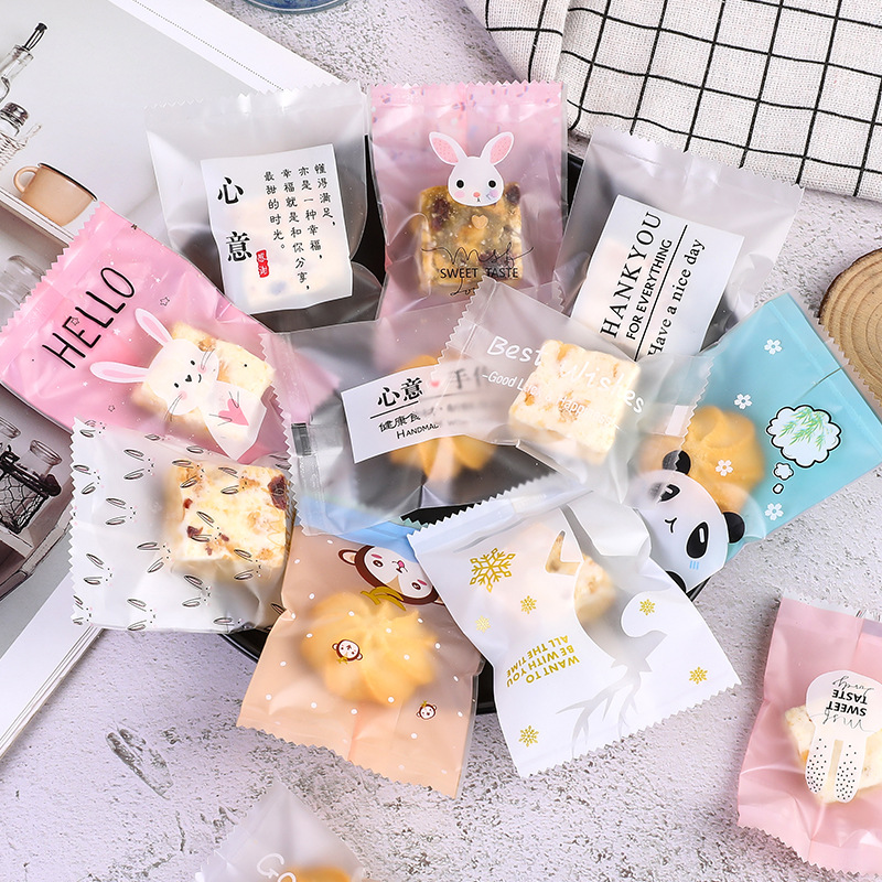 Frosted copo de nieve crujiente bolsa de embalaje hornear postre galleta pequeña bolsa de galletas dulces leche Jujube beef biscuit machine Seal bolsa