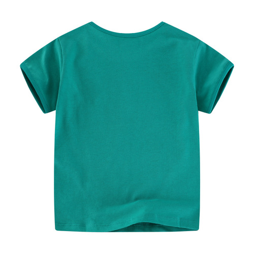 Children's Short Sleeve Cotton T-Shirt 2025 Summer Medium and Small Children's Clothing Girls' Children's Top Rabbit Stylish Half Sleeve