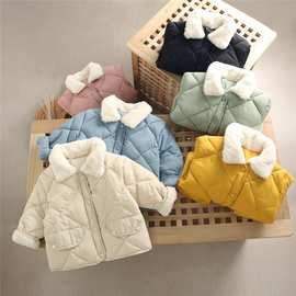 跨境儿童短棉袄韩版宽松棉服毛领外套男女宝加厚保暖冬装