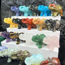 源厂批发天然玉石水晶动物2英寸大象雕刻工艺品装饰水晶摆件