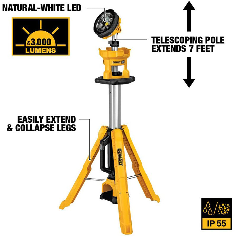 DEWALT work lamp DCL079 lighthouse 20V lighting LED adjustable height angle triangle lamp DEWALT work lamp DCL079 lighthouse 20V lighting LED adjustable height angle triangle lamp