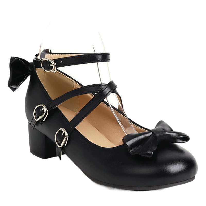 Lolita Japanese Tea Girl JK Милая женская обувь с круглым носком, крест с модной женской обувью, повседневная обувь