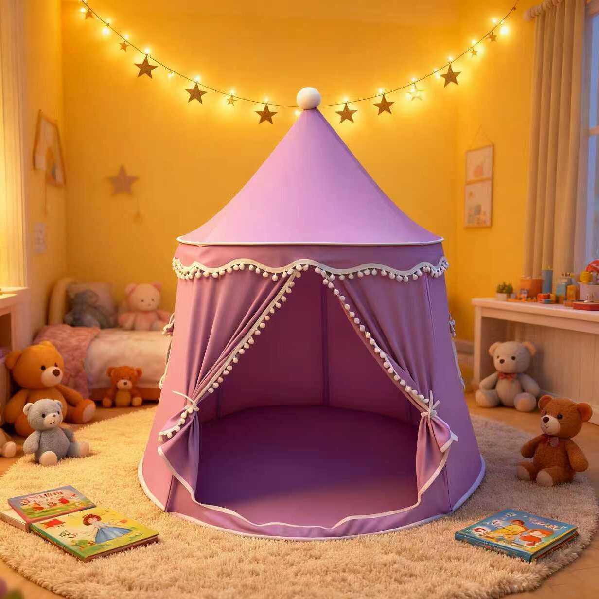 Procesamiento personalizado tienda de campaña para niños princesa castillo secreto casa de juegos bebé cama interior portátil pequeña tienda de campaña