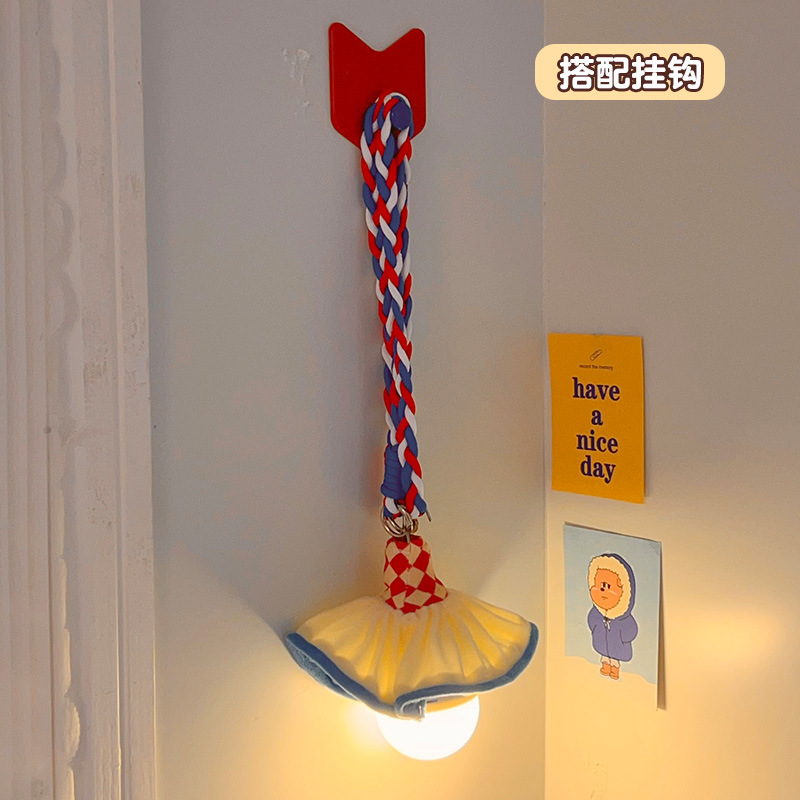Retro bulb, lampshade, red strap, American style