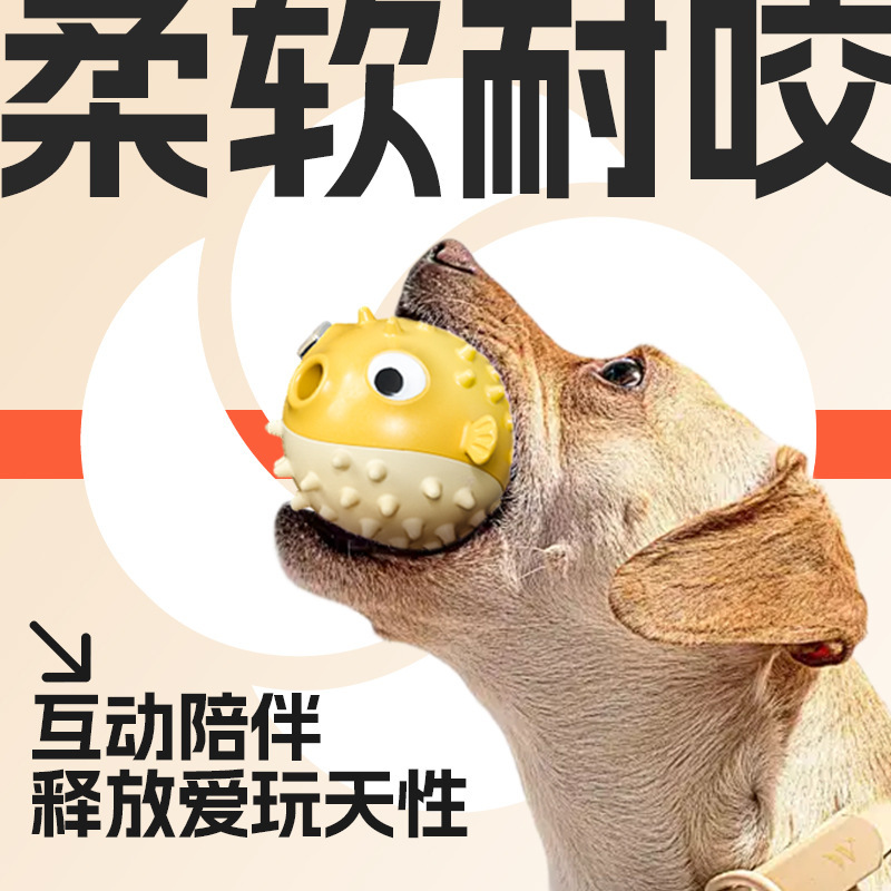 Suministros para mascotas nuevos juguetes para perros Sonido rechinar los dientes Bumping Pez TPR Bola de comida Juguetes educativos interactivos para cachorros