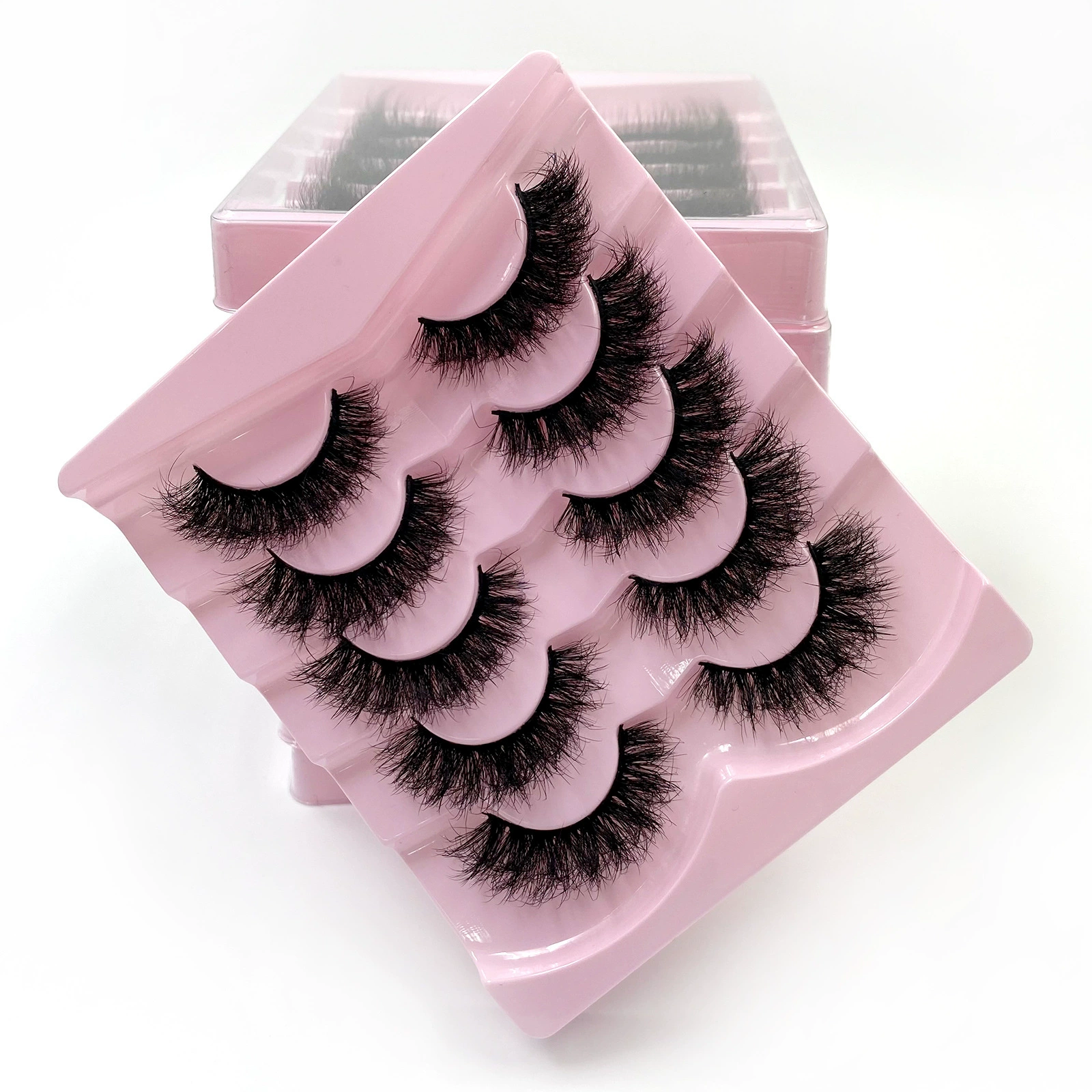 False eyelashes (Shein/Temu/Amazon) D21–D30, thick fluffy messy‑fur styles, multi‑pair trays