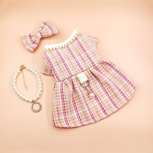 Cross-border in stock INS new South Korea Chanel style woven coat dog cat pet clothes suit wholesale