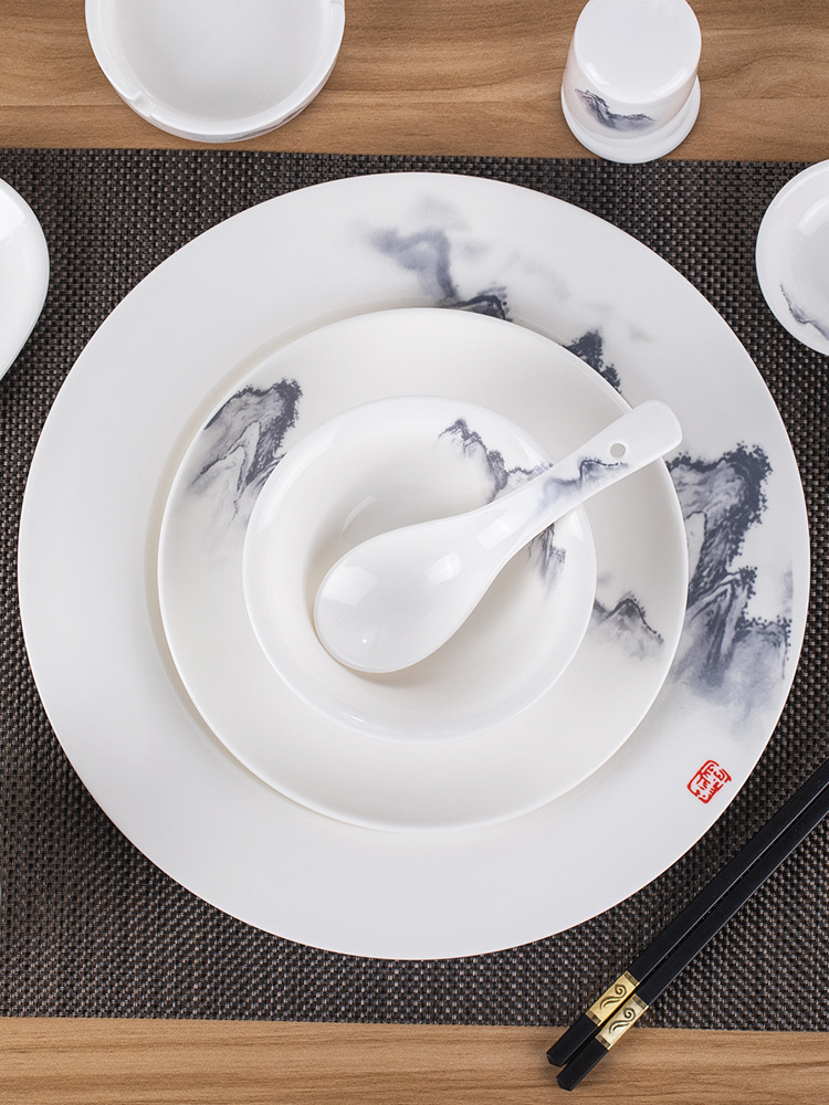 Tableware for hotel, ceramic set, Chinese style, 3 piece set, 4 piece set