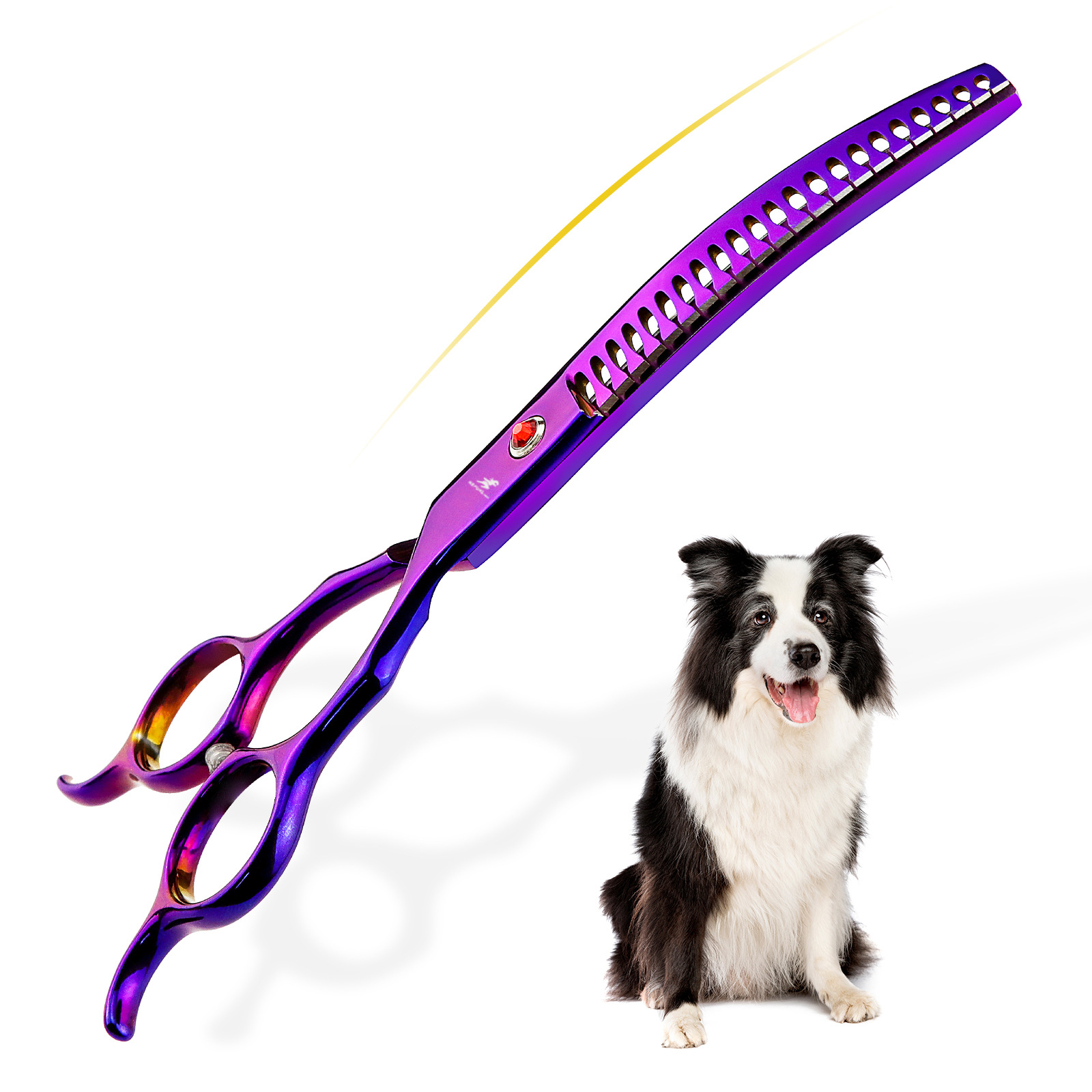 6.5寸紫色 宠物 弯牙剪 弯鱼骨牙 弯剪 宠物修毛剪 打薄剪家用款