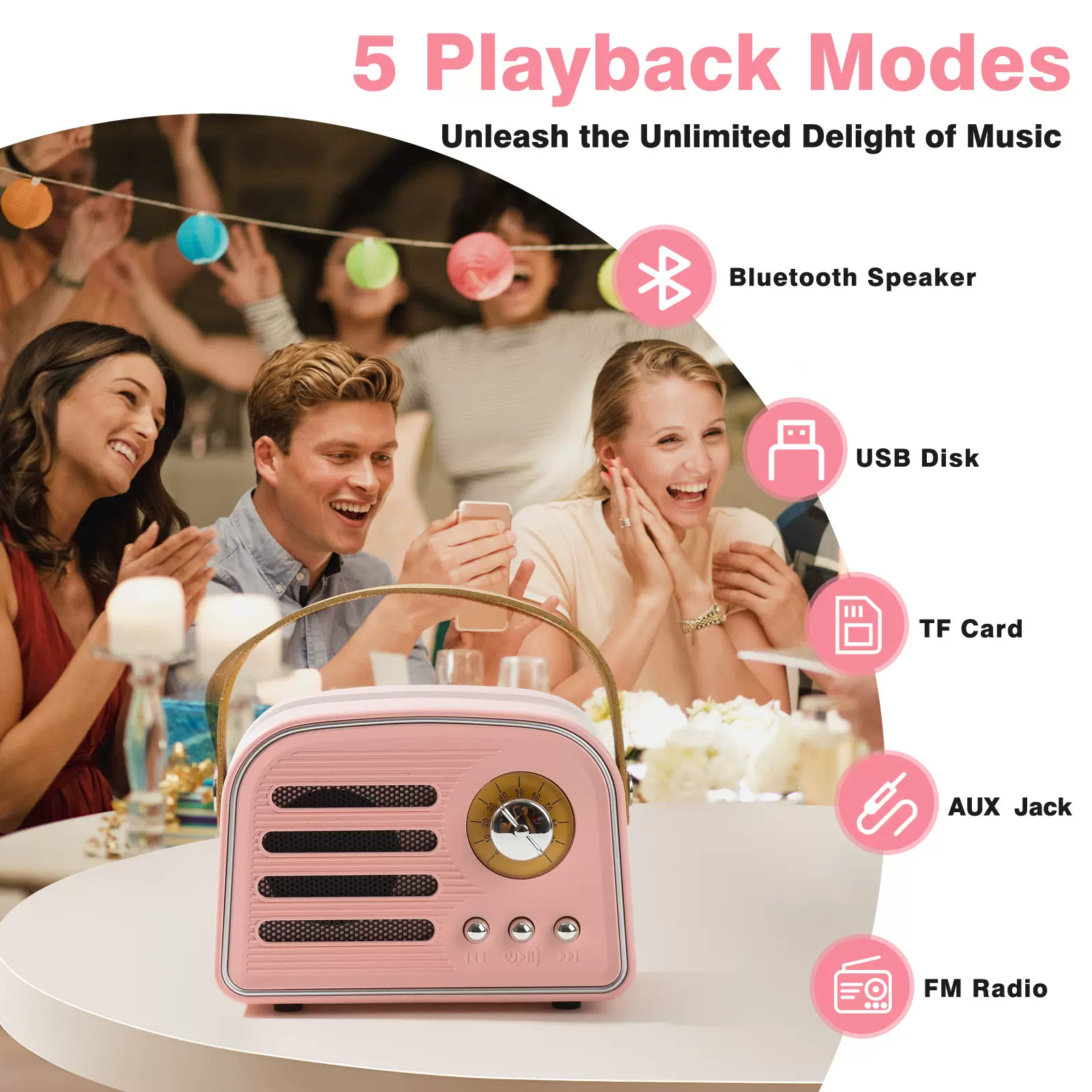 跨境专供高颜值多功能无线复古蓝牙音箱便携式FM蓝牙音箱礼品批发