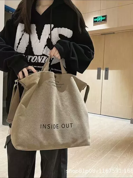 Cross-Border Best-Selling Items, Large Quantities in Stock, Tote Bags with Large Capacity, Excellent Workmanship, Fashionable Retro Canvas Bags for Cross-Body Wear