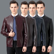 2025海宁秋冬爸爸装中年翻领皮夹克男士春秋外套绵羊皮加绒皮衣男