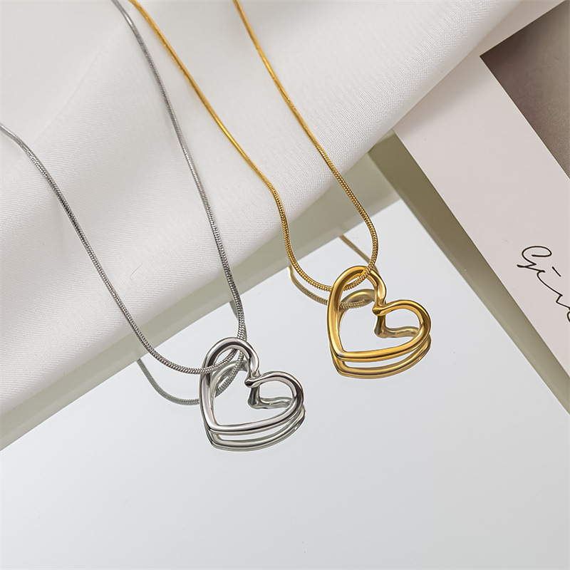 9g Weight 1 Piece Simple Style Heart Shape Titanium Steel Plating Necklace