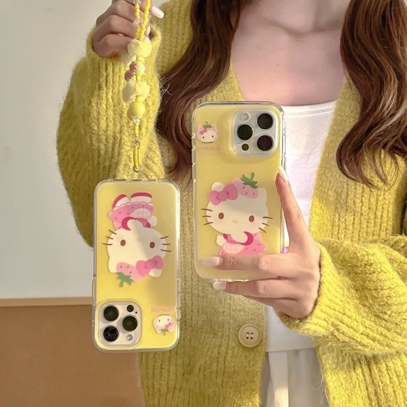 Apple, iPhone14, мультяшный милый iPhone13 Pro, клубника, iPhone16 Pro, совместимый чехол, японский и корейский, 14promax, 16