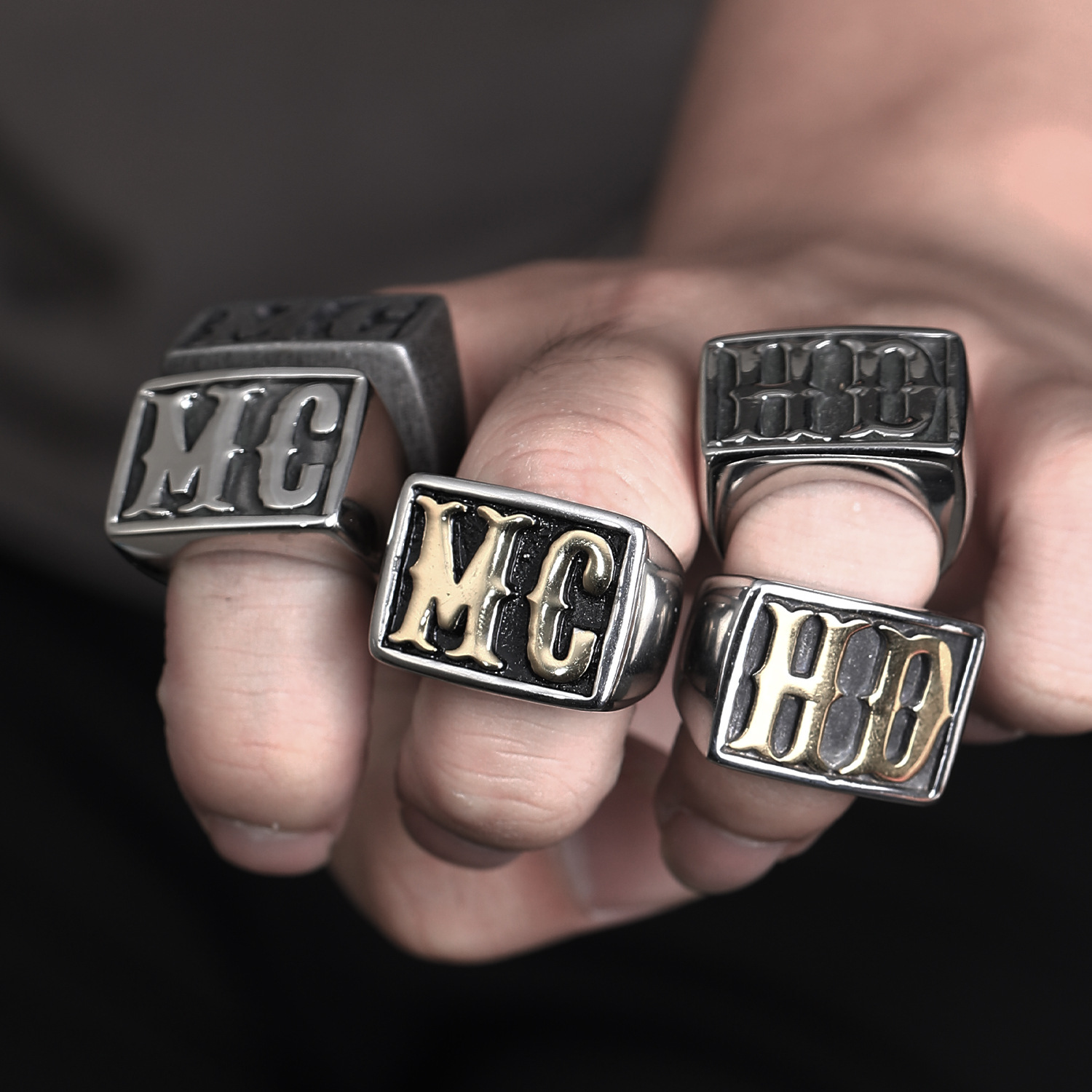 24g Weight Rings Classification 1 Piece Quantity Street Occasion Titanium Steel Material Letter, Simple Pattern Men's Gender Hip-Hop Style Men's Hip-Hop Rings Letter Simple Titanium Steel Men Signet Rings 8