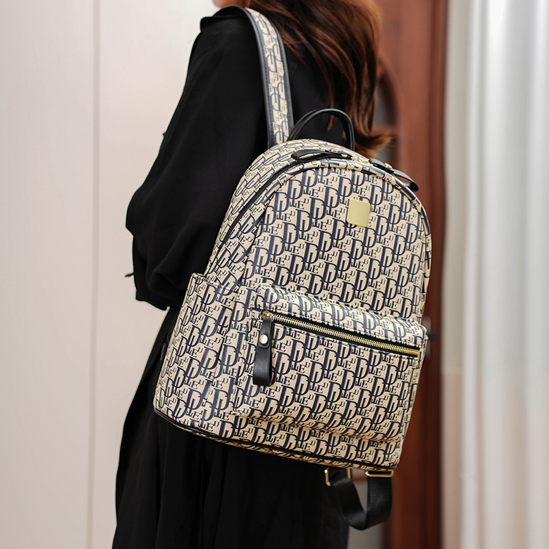 Cross-Border Backpack for Women 2025 New Fashion Versatile Korean Style Women's Large Capacity Printed Backpack Travel Computer Bag