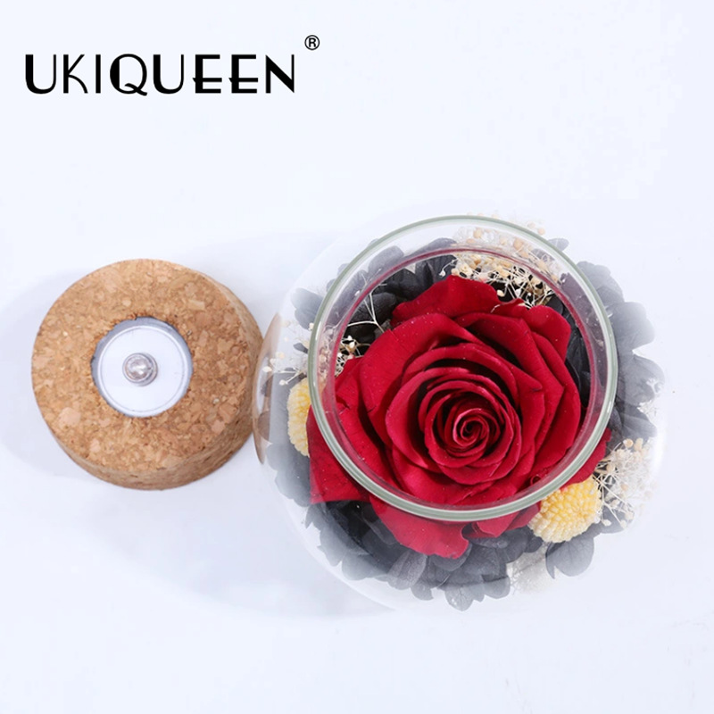 Yunnan inmortalidad flor rosa botella de deseo copa de vidrio temporada de graduación para maestros y estudiantes regalos de cumpleaños superiores al por mayor