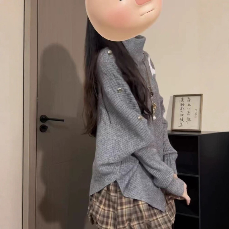 法式不规则设计感宽松小众斗篷高领星星毛衣披风感针织衫女潮|undefined