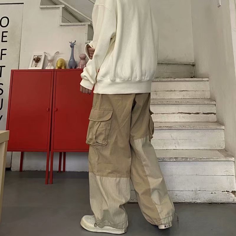 Herren Patchwork Arbeit Frühling und Sommer, neue lose koreanische Version Kordelzug Casual Hosen für Teenager, schön_voghion.com