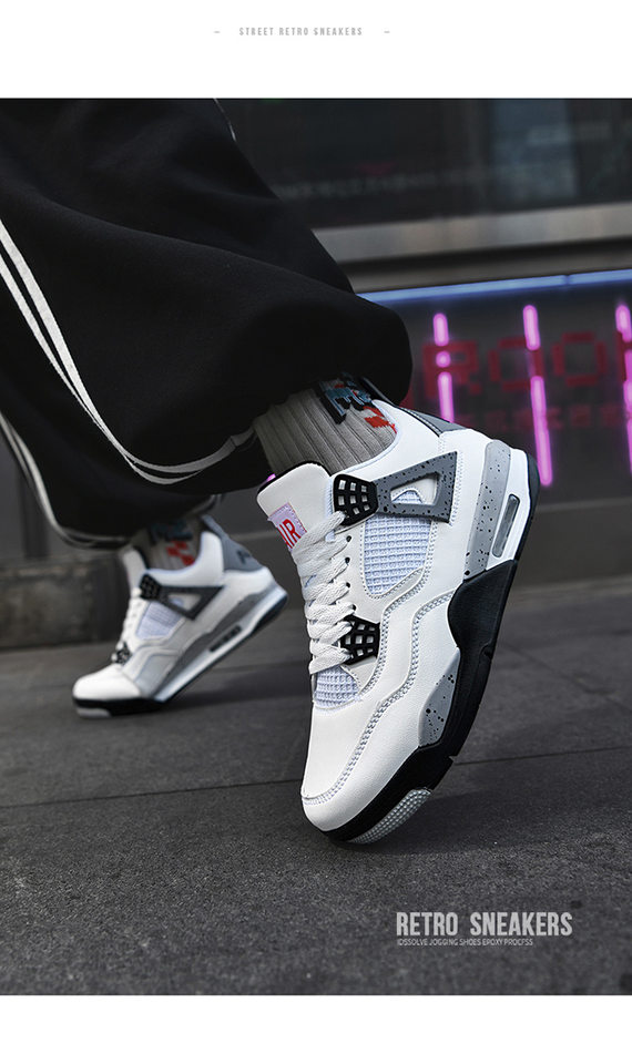Giày sneaker thể thao cổ thấp đế dày chống trượt, thân da nhân tạo thoáng khí, dáng giày bóng rổ — Mẹ điện, Paris, thần sấm sét, xi măng trắng chi tiết 28