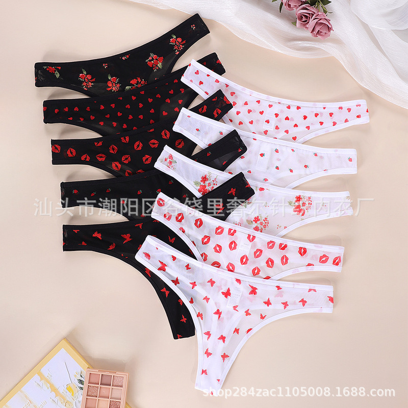 Valentine's Day Cross-Border New Sexy and Fun Women's Thong Foreign Trade European and American Low-Waist Seamless Comfortable Transparent Underwear