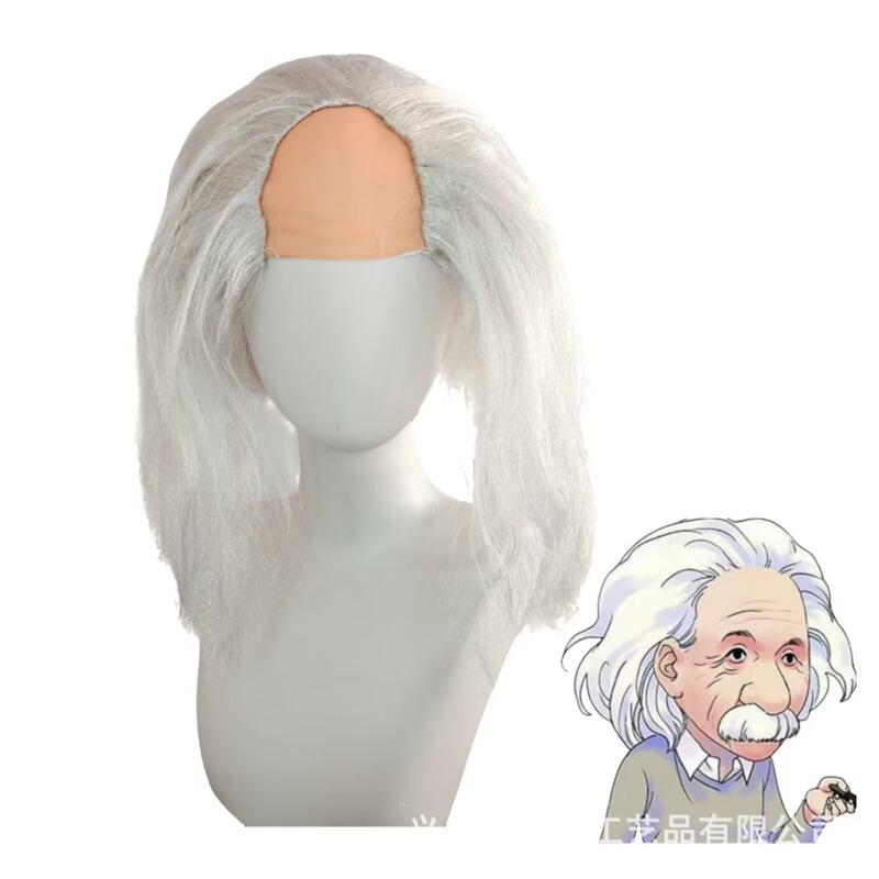 Old Professor Crazy Wig Scientist Creates Inventor Physicist Einstein Wig