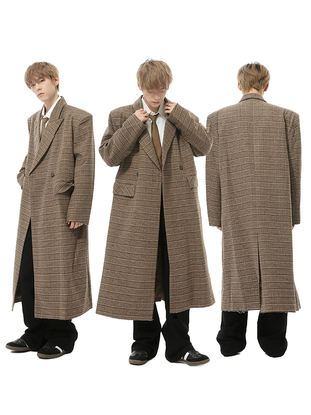 MTLCLOTHES Hombres| Nuevos productos de otoño de moda estricto suelto de lana almohadilla de hombro abrigo largo de alta calidad