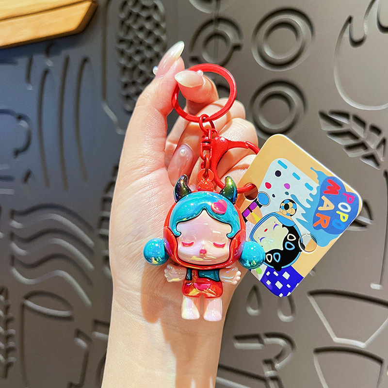 クリエイティブ電気メッキガール人形かわいいペンダント漫画キーチェーンカップルキーホルダーガールバッグギフト|undefined