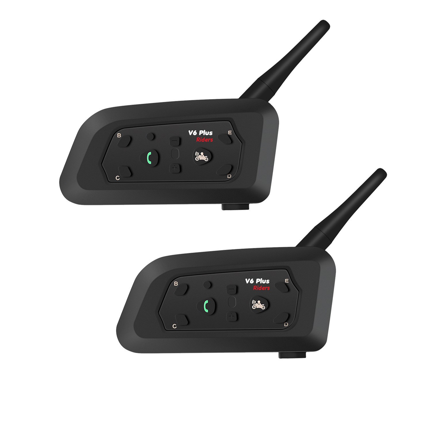 V4V6PLUS motorcycle Bluetooth intercom for two riders, with automatic answering and referee headset