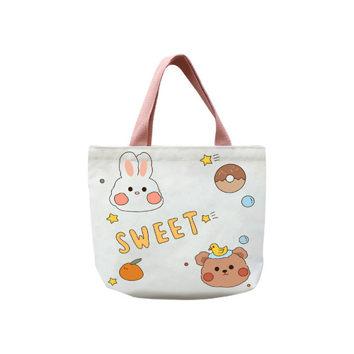 2024 new style canvas bag for women cute manufacturer wholesale student cartoon canvas handbag lunch bag one piece drop shipping