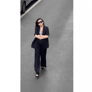 High-End Summer New Large Size Women's Thin Suit Suit Fat mm Loose Casual Fashion Two-Piece Set 2522