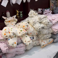长腿叔叔 瑁恩瑁爱冬季儿童加厚家居服套装 撤柜童装工厂货源批发